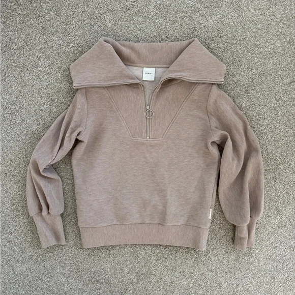 Varley Taupe Marl Half-Zip Turtleneck Sweater - Picture 6 of 6